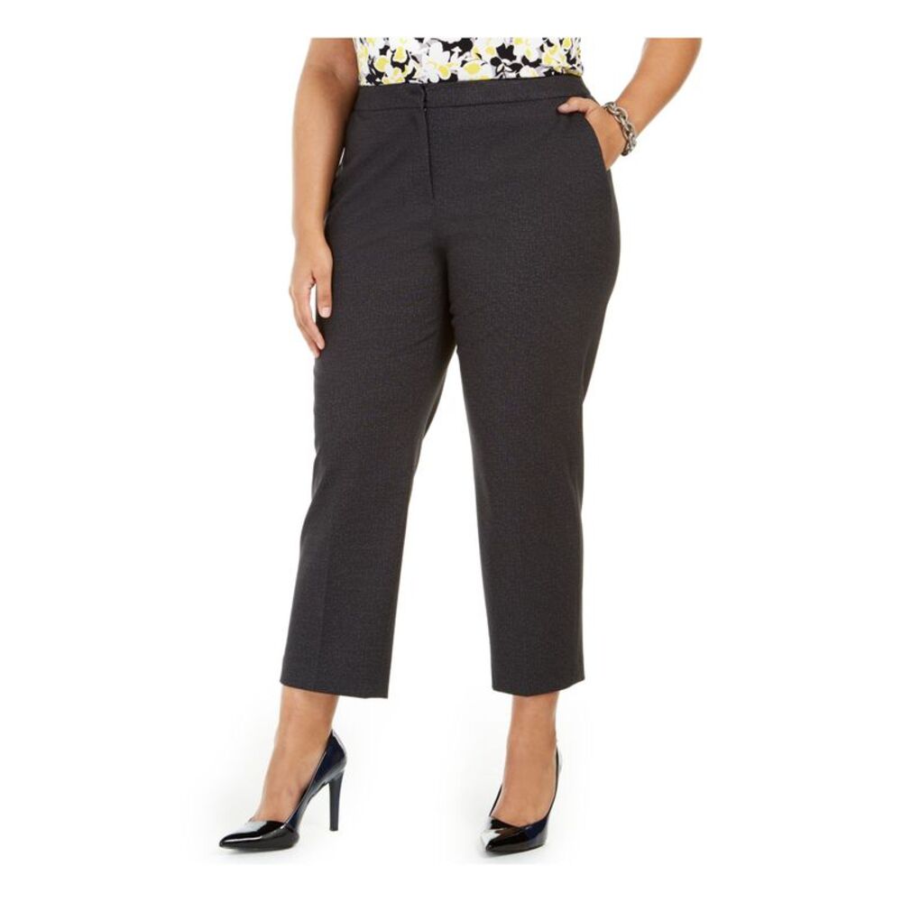 KASPER Womens Gray Straight leg Pants Plus Size: 16W